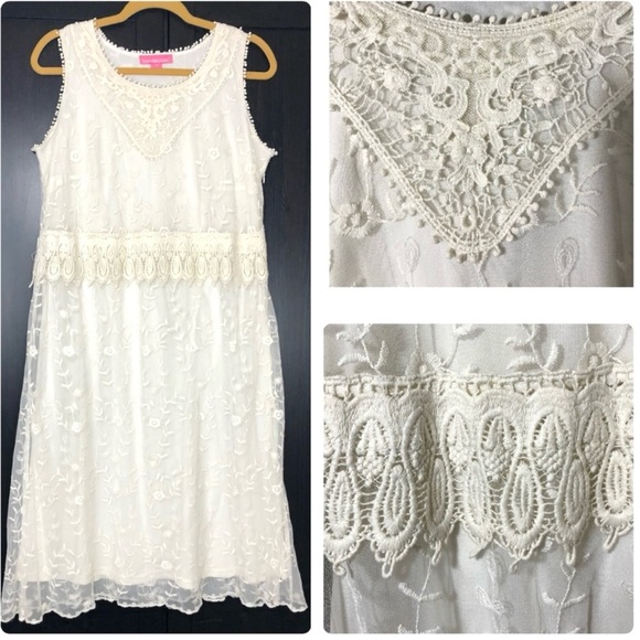 Vintage style Ivory lace midi dress 14W - Picture 1 of 9